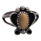 Vintage Native American Sterling Silver Tiger Eye Onyx Ring RD Signed Size 6