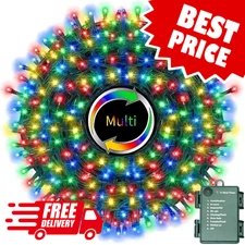 Multi-Colored Battery Operated Christmas Lights, 34.1FT 100 LED Waterproof Strin