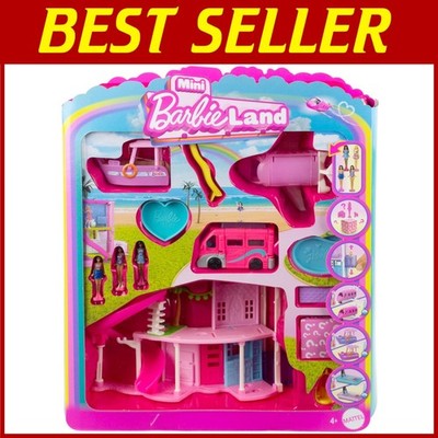 Mini Barbie DreamHouse Playset with Dolls & Vehicles