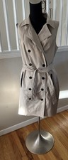ANN TAYLOR   COLLARED SLEEVELESS TRENCH  DRESS KHAKI Sz 14