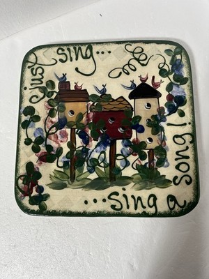 Expressly Yours Birdhouse Bird Plate Platter  Just Sing A Song  2000 EUC 12x12