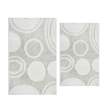 Knightsbridge Traditional Orbit Design 2 PC Cotton Bath Rug Set Ivory