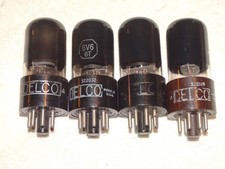 4 x 6V6gt Tung-Sol /Delco Tubes Black Glass Very Strong Matched Quad 10