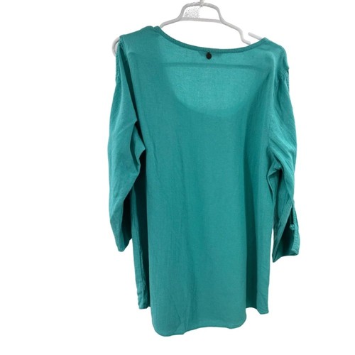 Camicetta tunica manica 3/4 taglio teal morbidi dintorni L cotone casual vacanza - Foto 2 di 12