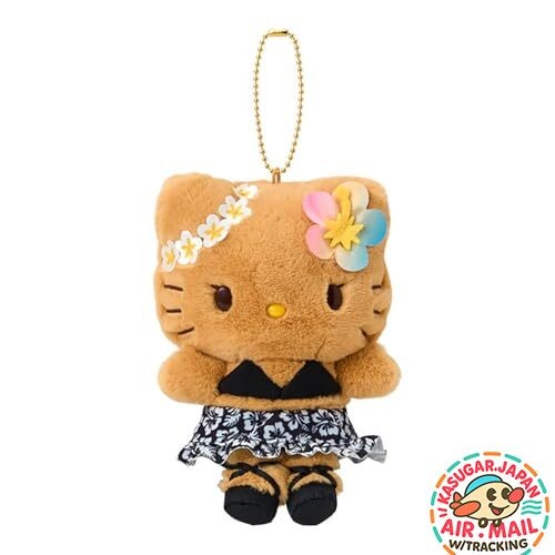 SANRIO Tokonatsu Vacation Hello Kitty Black Mascot Holder fm Japan w/Tracking