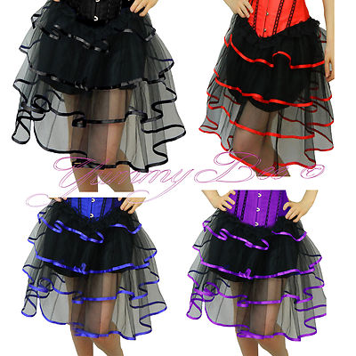 Long Tutu Skirt Satin Trim Burlesque Fancy Dress Women