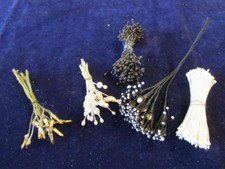 Vintage Millinery Flower Stamen Collection White Black 5 Types H2307