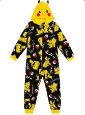 Pokemon Pikachu Hoodie Union Suit One Piece Pajamas 10/12 Boy Girl