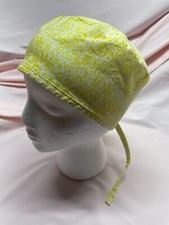 MINI YELLOW FLOWERS: Handmade 100 Cotton Scrub Cap - FREE SHIP Discounts
