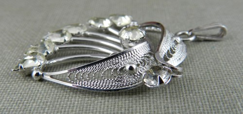 C. Co. Sterling Silver Filigree and Rhinestone Pendant & Earrings - Picture 5 of 6
