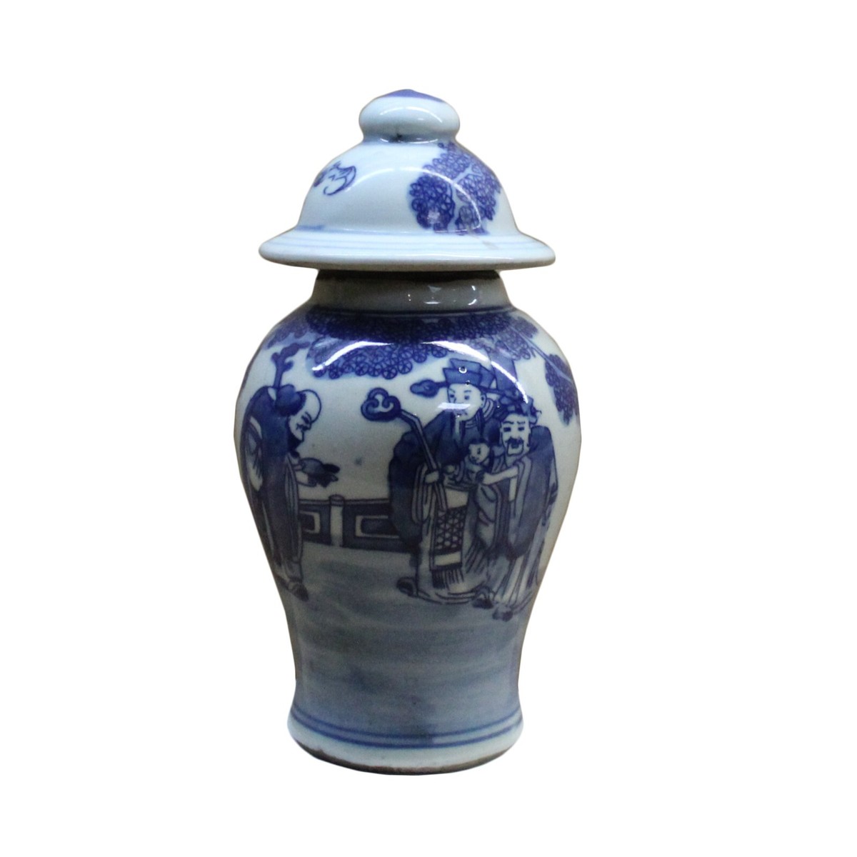 Lot of 2 Chinese Porcelain Blue & White Small Round Lid Jars ws106S Lot of 2 Chinese Porcelain Blue & White Small Round Lid Jars ws106S