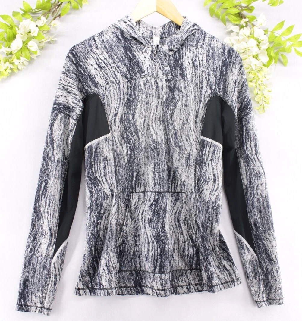 Lululemon Runbeam Hoodie Top 10 Texture Twist White Black Long Sleeves Pockets