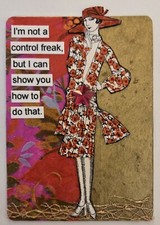 Mixed Media Collage Art Card ACEO ATC OOAK Snarky Flapper Not A Control Freak