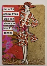 Mixed Media Collage Art Card ACEO ATC OOAK Snarky Flapper Not A Control Freak