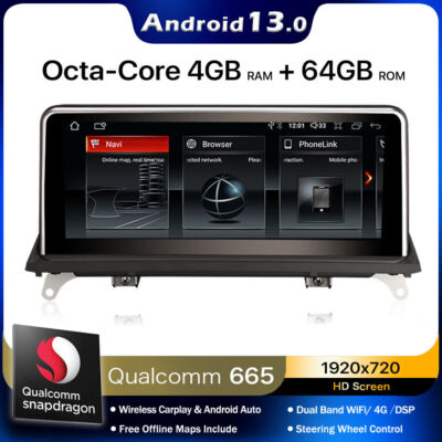 Qualcomm Android 14 64GB Navi 2K IPS DSP Autoradio CarPlay BMW X5 E70 X6 E71 CCC