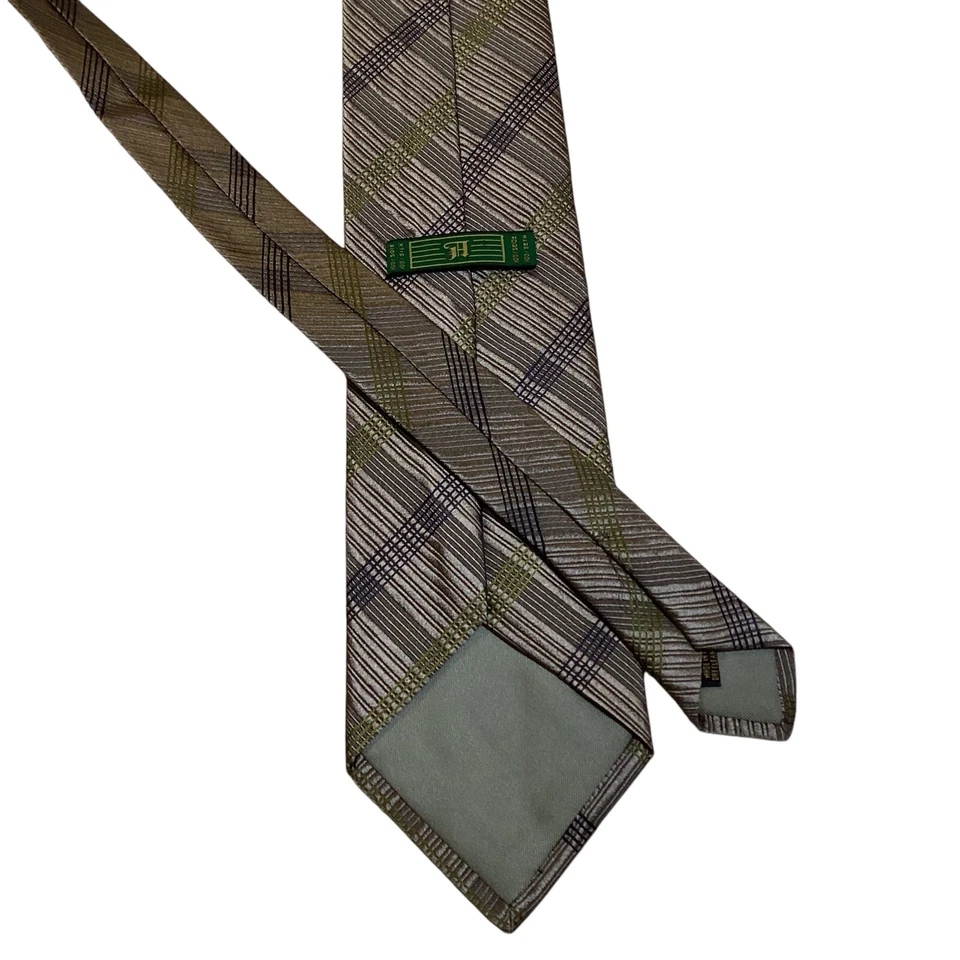 Corbata de hombre ALTEA 100 % seda 58" diseñador ITALIA CUADROS GRIS/AZUL/VERDE NUEVA CON ETIQUETAS Foto 3 de 3