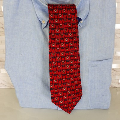 Mens Equestrian Silk TIE RACK Red Blue Stirrup Rope Knot Cravat WOODBURY Italy