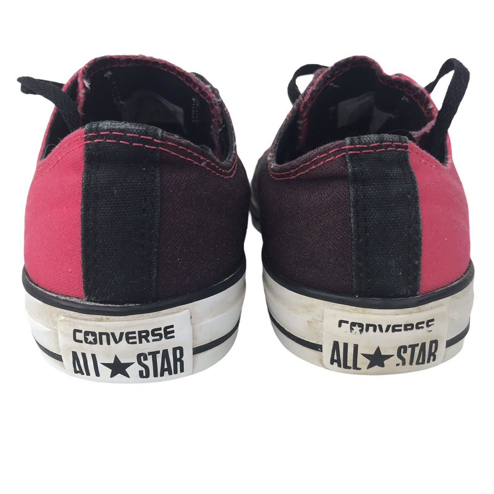 half pink half black converse