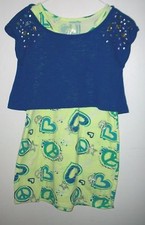 PRE-OWNED GIRLS JUSTICE CASUAL 2 PIECE EMBELLISHED PEACE JEWELED DRESS SIZE 12
