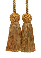 Vorhang Zugband, Stil # Bct , Farbe #1755 - Beige GrüN Gold [ Set Mit 4]