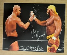 STONE COLD STEVE AUSTIN HULK HOGAN SIGNED WWE NWO HOF 16X20 PHOTO BECKETT BAS 2