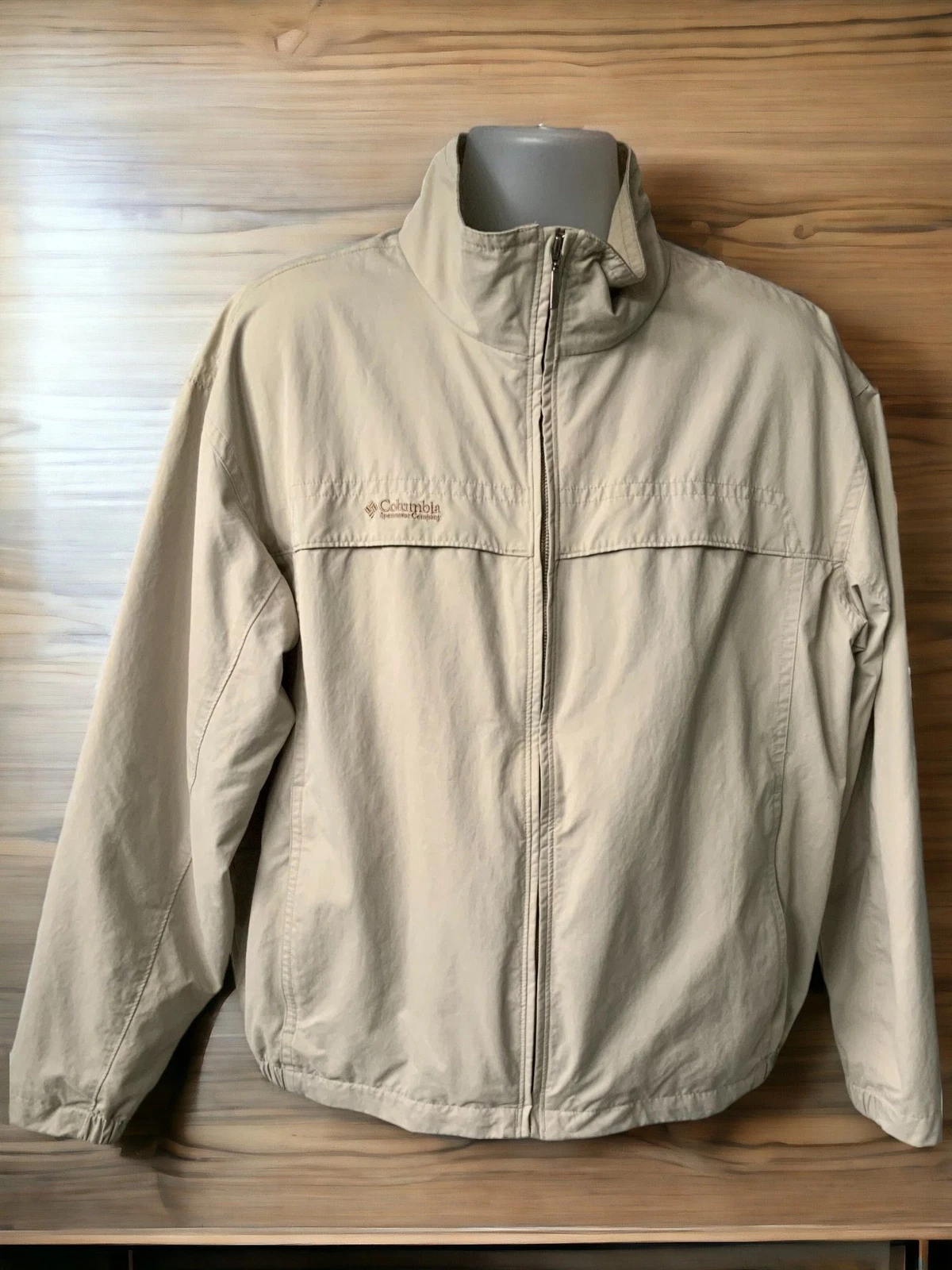 Columbia long sleeve solid tan full zip secure pockets elastic hem jacket XL
