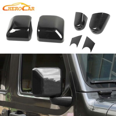 Carbon Fiber Rearview Mirror Cover Trim Kit For Jeep Wrangler JL JT Gladiator18+