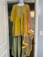 Indian Pakistani Sharara Gharana Lehegas Choli Dress Saree