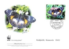 Blue Moon Butterfly WWF Stamp World Wildlife Fund Official First Day Cover 2008