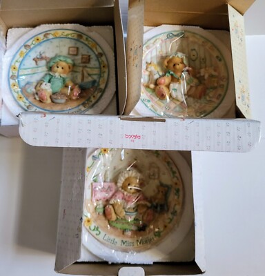 Cherished Teddies Sweet Little One Miss Muffet Jack Horner Lot Of 3 Plates NRFB