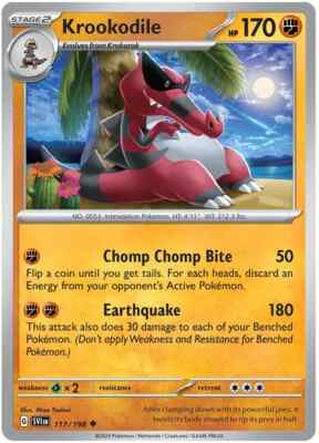 Pokémon Tarjeta Individual Krookodile 117/198 – Escarlata Y Violeta Base – Carta Coleccionable Oficial
