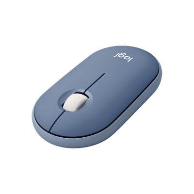 Logitech Pebble Blueberry Wireless Mouse Slim Quiet Click Dual Connectivity