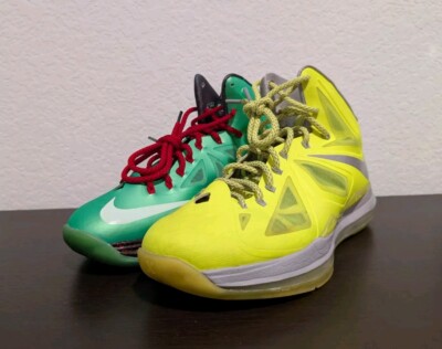 Mismatched Nike LeBron X 10 Cutting Jade & Volt Men's Size 9.5 Condition 9/10