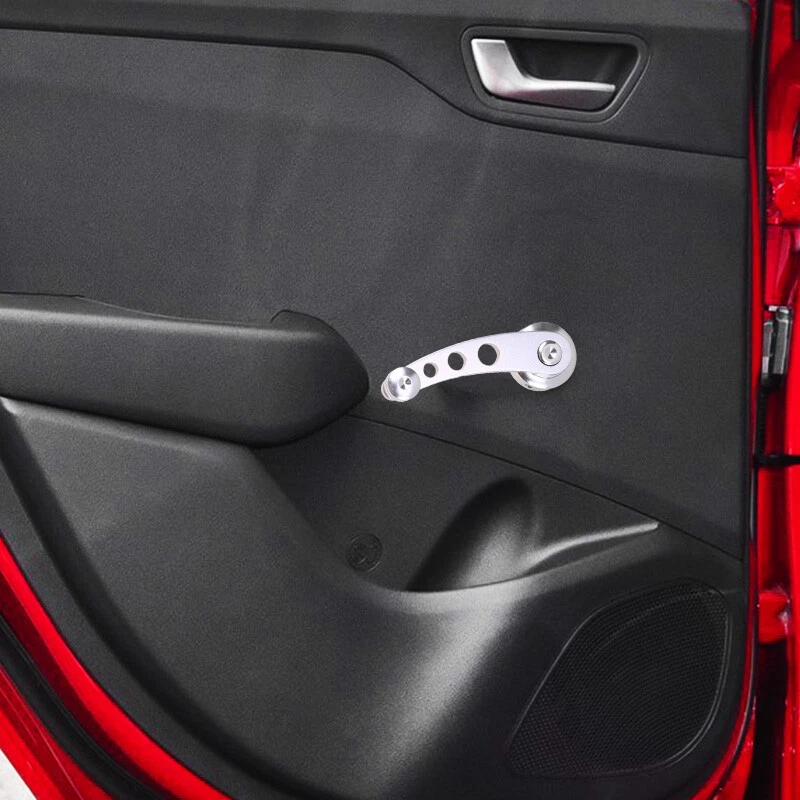 Par universal de manivela enrolladores de ventana de puerta manual de aluminio plateado para automóvil camión Foto 4 de 4