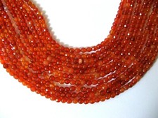 Lotto N°7 Fili Corniola Rossa Naturale Sfaccettata 4mm. ,Lunghi cm.37 cadauno