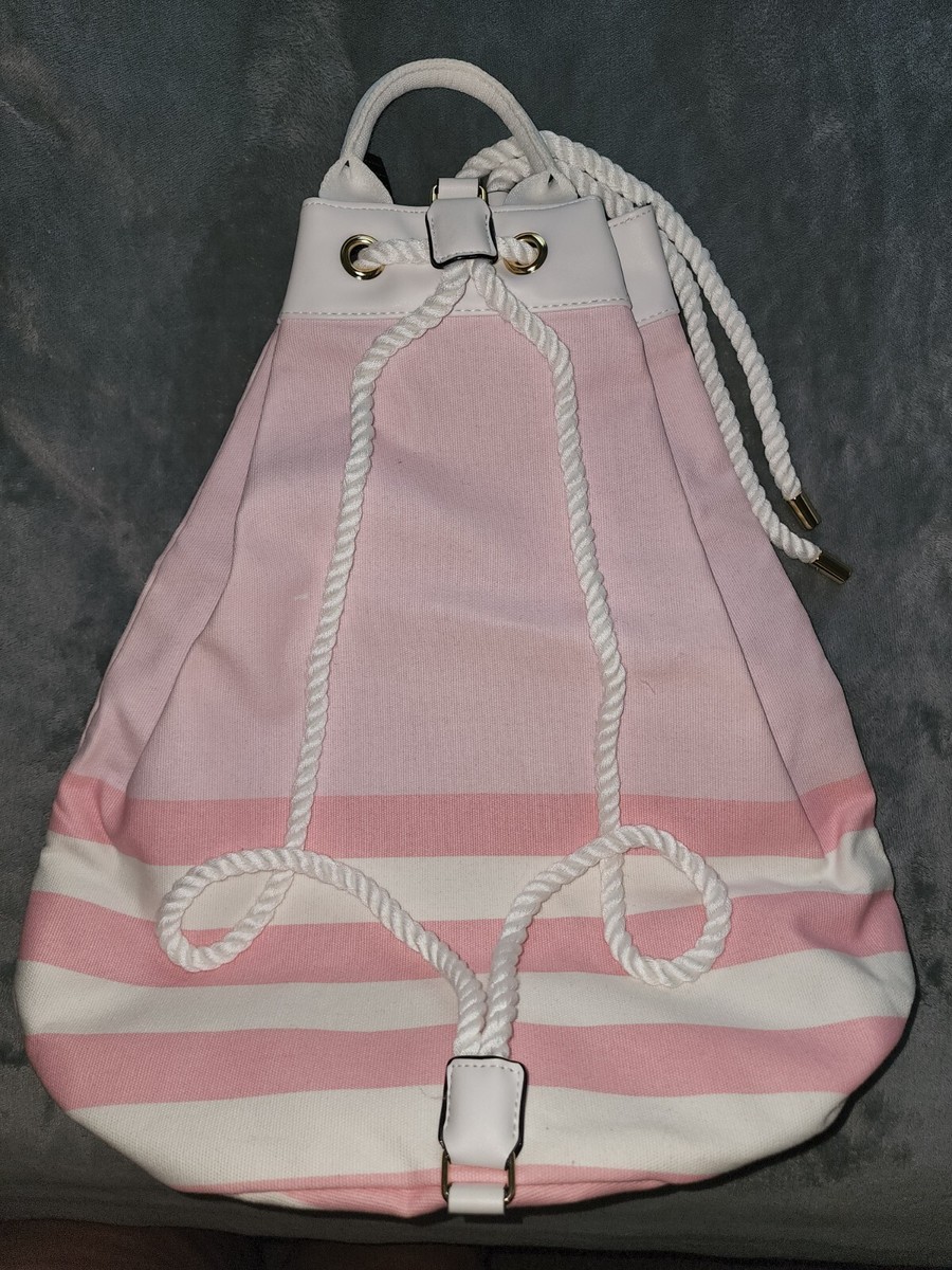 Victoria Secret Pink Striped Cinch Drawstring Tote Backpack VICTORIA main image 3