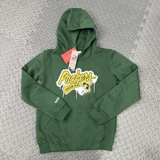 MItchell  Ness Green Bay Packers Hoodie Size Medium 10/12 Youth Green Pullover