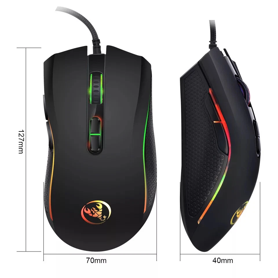 BEST Gaming Mouse 6 Button USB Wired LED Breathing Fire Button 32K DPI Laptop PC - Image 3 of 4