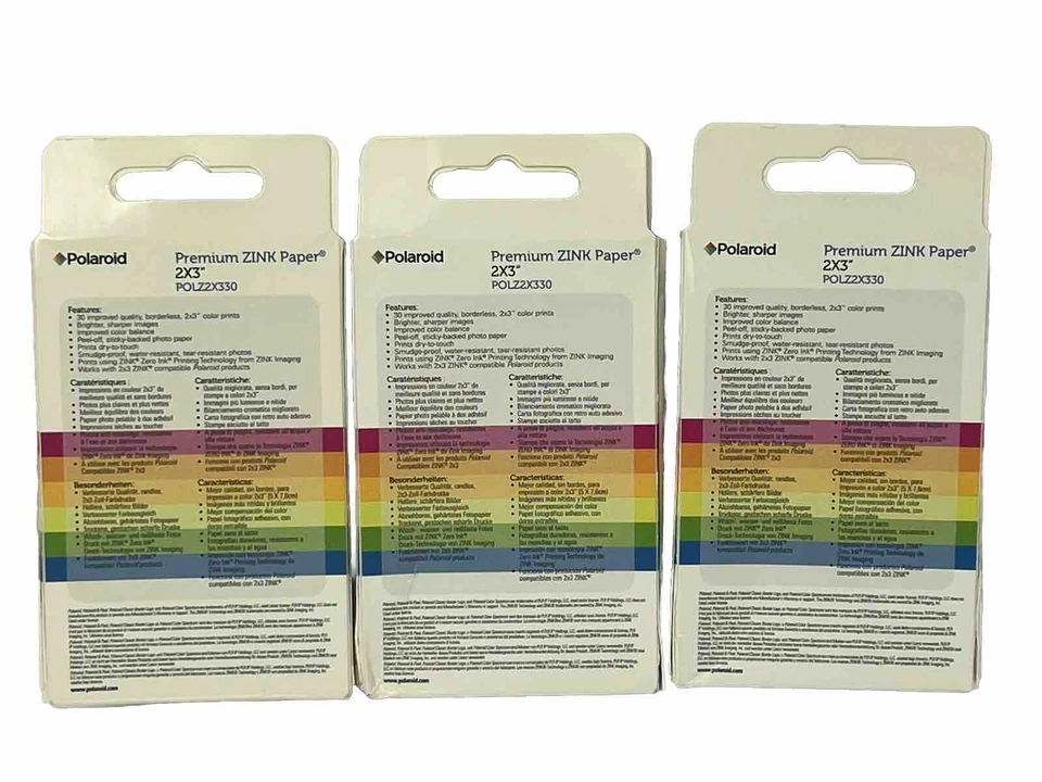 90 Count 30 Sheets Pack Polaroid ZINK Photo Paper Camera Film 2x3 Inch Lot Of 3 - Image 2 of 4