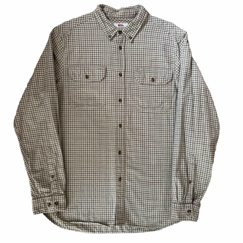 fjallraven striped long sleeve button up casual outerwear shirt