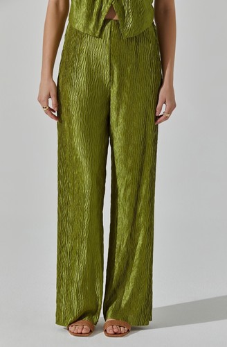 ASTR The Label Women's Avacado Green Wide Leg Plisse Pants Size Medium - Picture 5 of 17