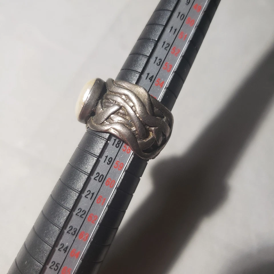 Silpada Sterling Silver Coin Pearl Mermaid Vine Thick Ring Size 8 - Image 2 of 4