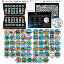 COLORIZED America the Beautiful Parks Quarter 56-Coin FULL SET with Wood Box