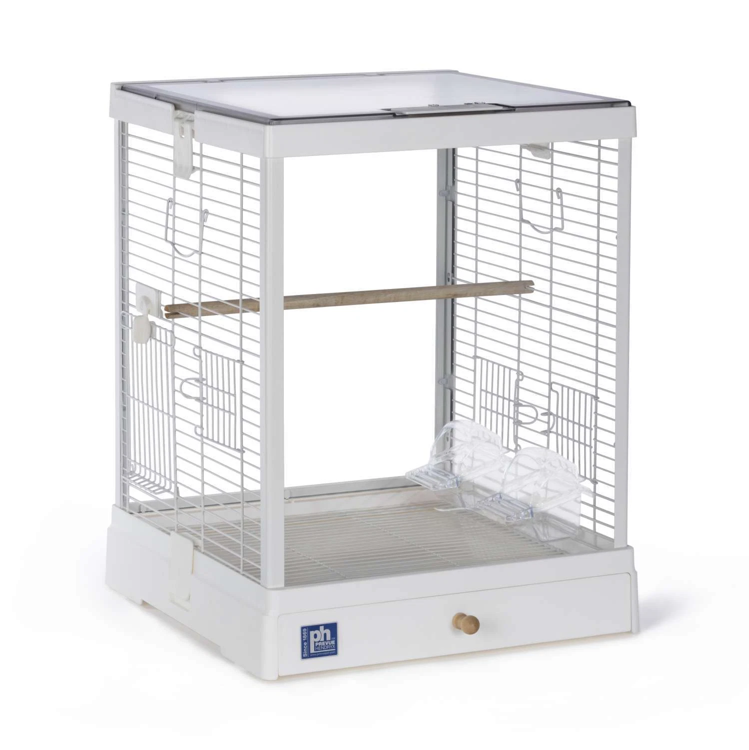 Glass Bird Cage - White