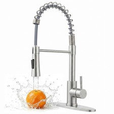 KINGO HOME Kitchen Sink Faucet with Pull Down Sprayer, Brushed Nickel Stainle...