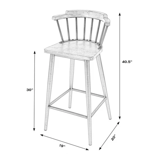 Butler Specialty Company Merrick Wood And Iron  Spindle Bar Stool - Natural - Picture 8 of 8