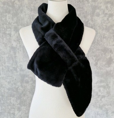 Warmer Winterschal Schal Teddy Plüsch Schwarz Elegant Fake Fur
