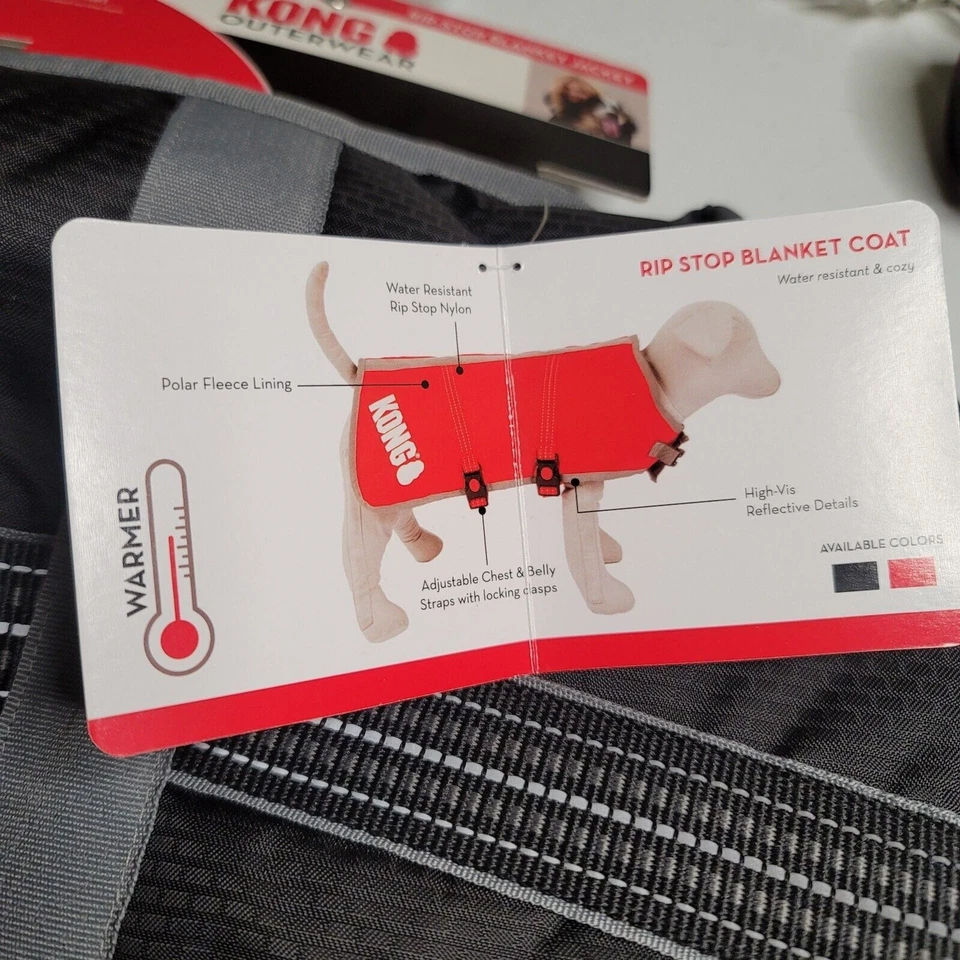 KONG Outerwear Rip-Stop Manta Chaqueta Resistente al Agua Reflectante Negro L 20-23" Foto 3 de 3