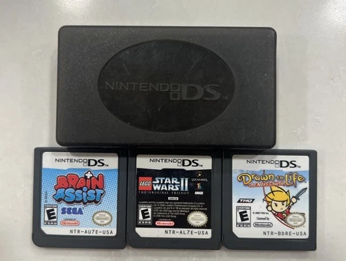 Lot Of 3 Nintendo DS Games w/ Case Lego Star Wars 2 Drawn To Life Brain Assist