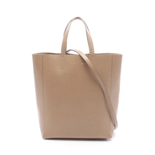 Celine Vertical Small Cab 2-Way Leather Handbag Tote Gray Beige Used Authentic